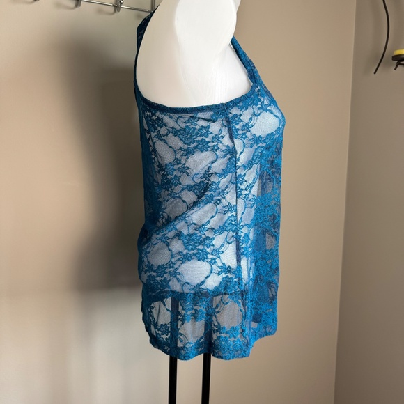 Zenana Outfitters Women's Sheer Lace Tank Top Blue‎ Size M Layering Festival - Picture 3 of 11
